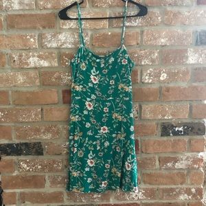 Floral green mini dress